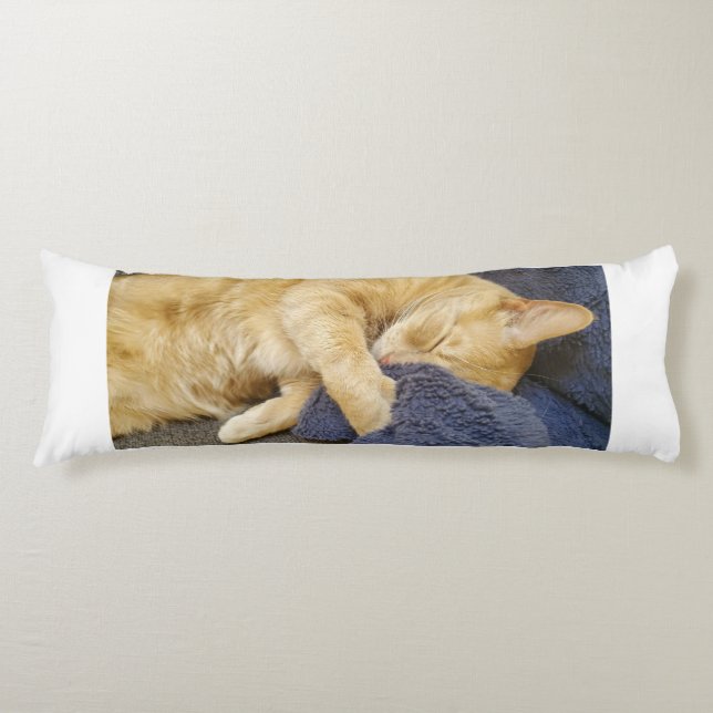 Sleepy Orange Cat Body Pillow (Front)