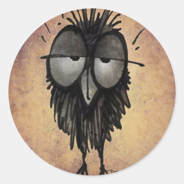Sleepy Owl Classic Round Sticker (Front)