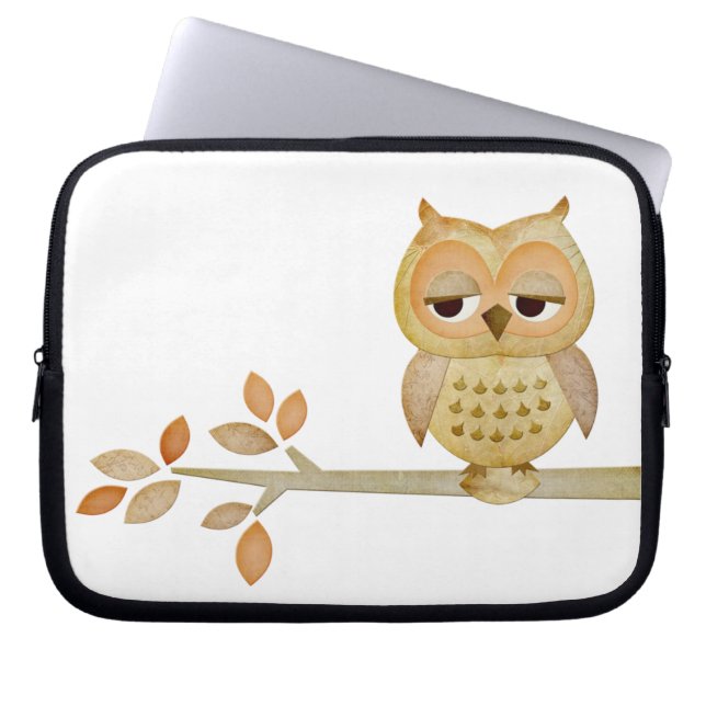 Sleepy Owl in Tree Electronics Bag (Front)
