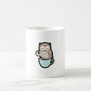 Sleepy Owl on Coffee – Cute Cozy Illustration Coffee Mug
