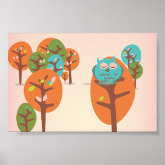 Sleepy Owl Poster