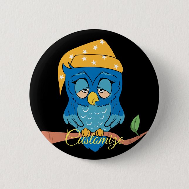 Sleepy Owl Thunder_Cove Classic 2 Inch Round Button (Front)