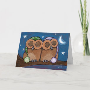 Sleepy Owls Greeting Card