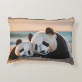 Sleepy Panda Mom and Baby Beach Hug Pillow