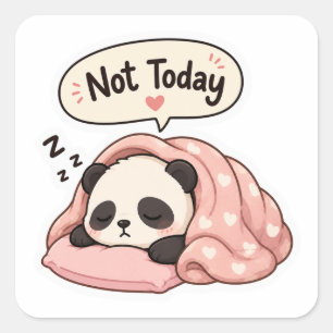 Sleepy Panda Not Today Cute Cartoon Sticker