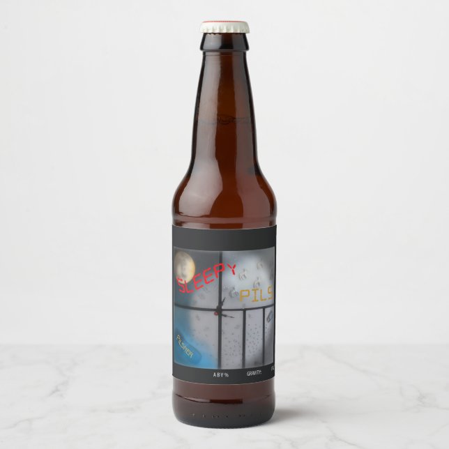 Sleepy Pils, name and style Beer Bottle Label (Front)