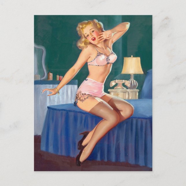 Sleepy Pin Up Postcard (Front)