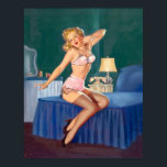 Sleepy Pin Up Poster<br><div class="desc">Vintage retro pinup</div>