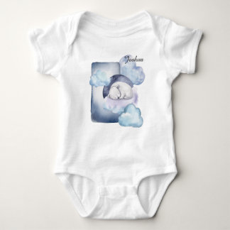 Sleepy Polar Bear in the Clouds Personalizable Baby Bodysuit