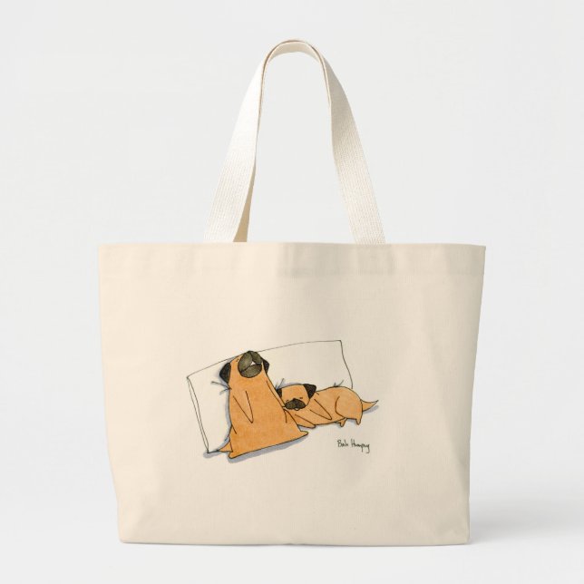 Sleepy Pugs Large Tote Bag (Front)