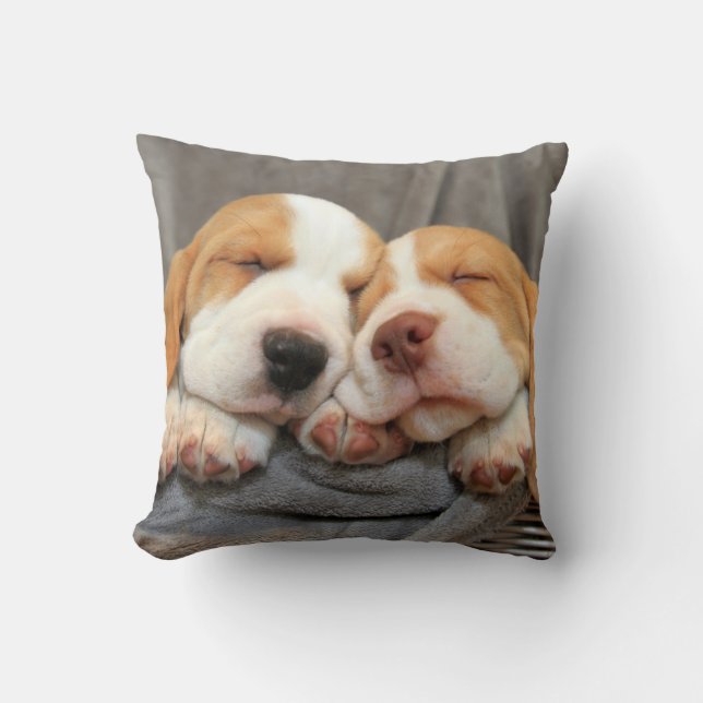 Sleepy Puppies Throw Pillow (Front)