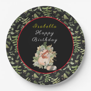 Sleepy Raccoon Customize Text and Colour Paper Plate