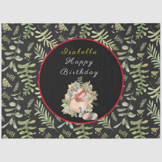 Sleepy Raccoon Customize Text and Colour Tissue Paper (Front)