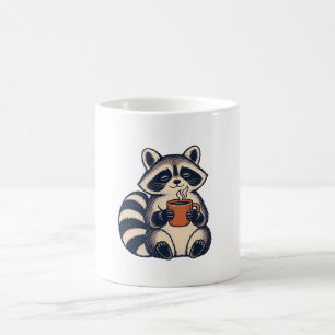 Sleepy Raccoon with Terracotta Coffee Mug