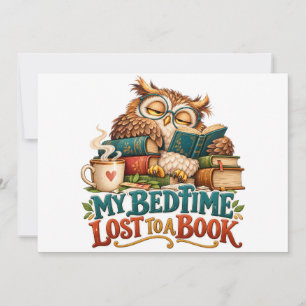 Sleepy Reading Owl – Book Lover Humour Invitation