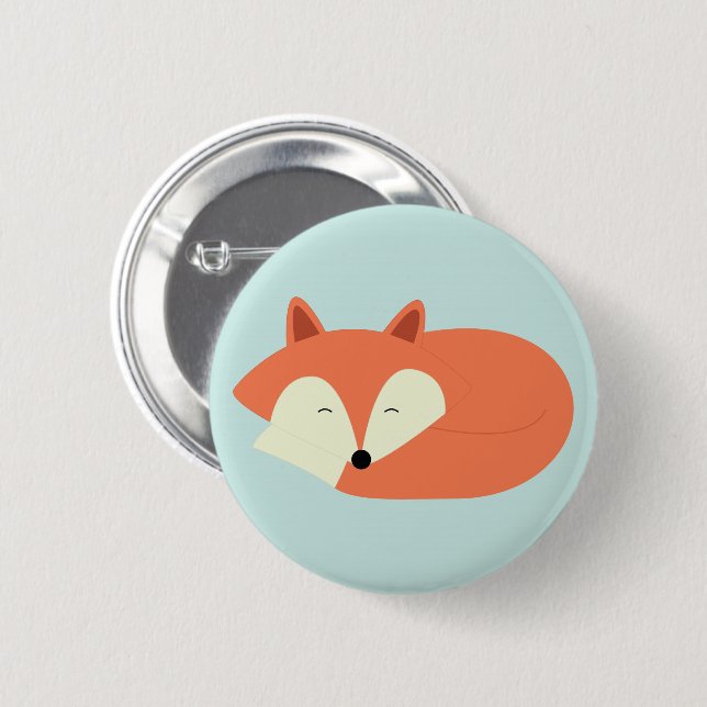Sleepy Red Fox 2 Inch Round Button (Front & Back)