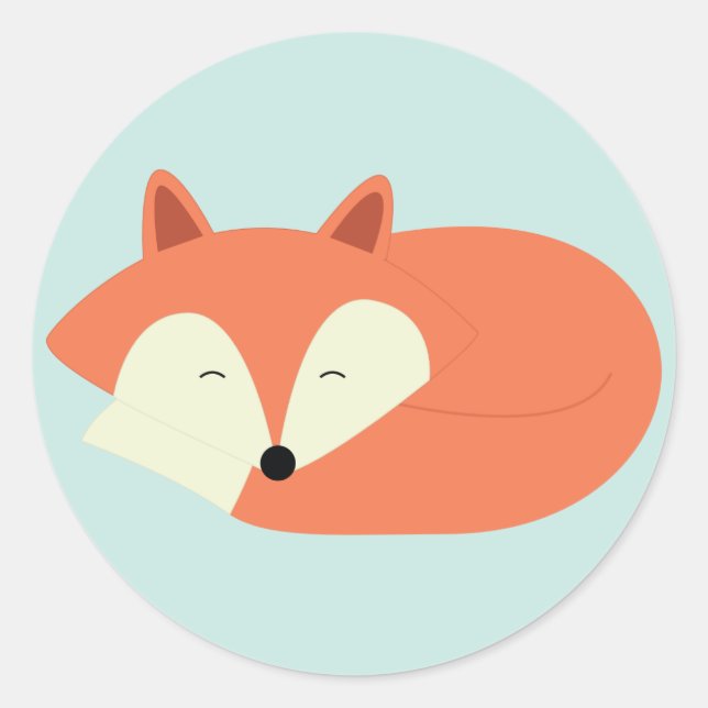 Sleepy Red Fox Classic Round Sticker (Front)