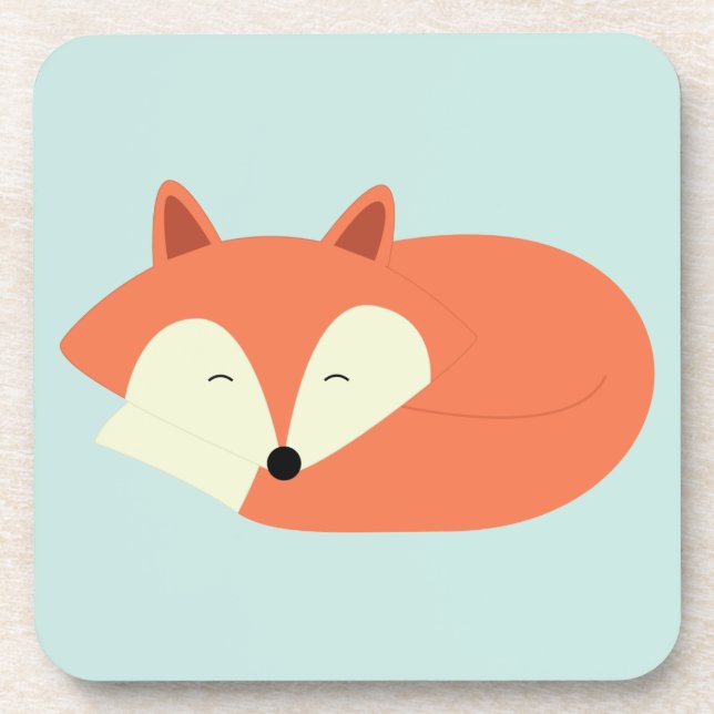 Sleepy Red Fox Coaster (Front)