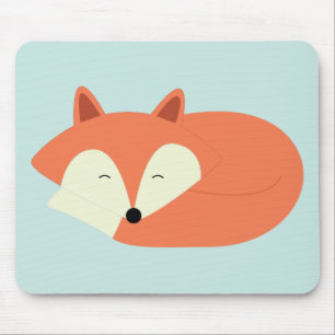 Sleepy Red Fox Mouse Pad