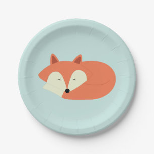 Sleepy Red Fox Paper Plate