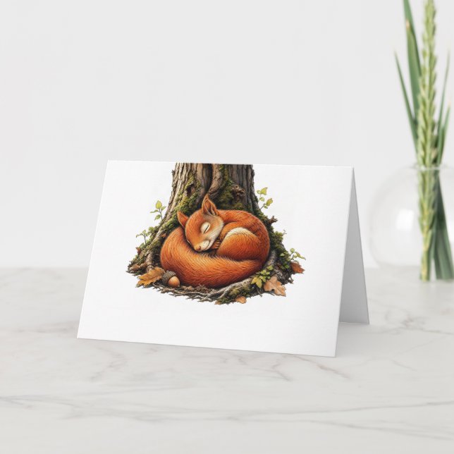 Sleepy Red Squirrel Card (Front)