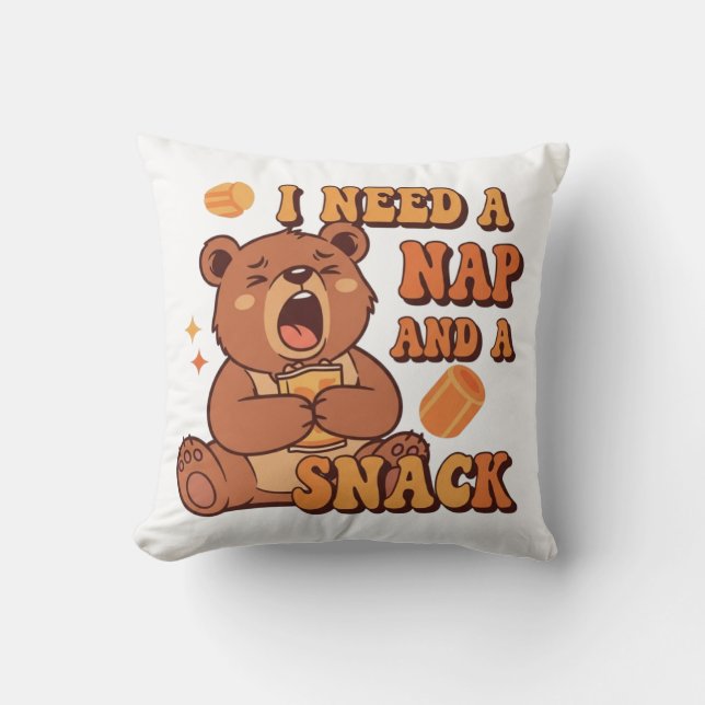 Sleepy Retro Bear Comfort Square Pillow (Front)