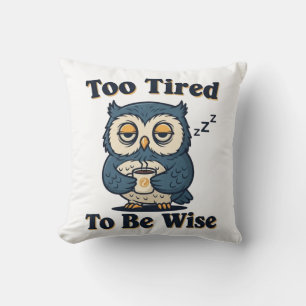 Sleepy Retro Owl Square Throw Pillow