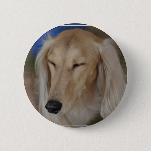 Sleepy Saluki Dog 2 Inch Round Button (Front)