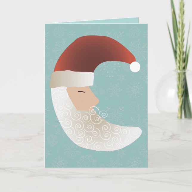 Sleepy Santa Half Moon Christmas Greeting Card (Front)