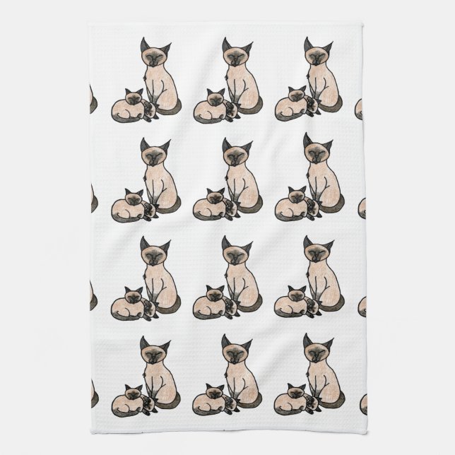 Sleepy Siamese Kitchen Towel (Vertical)