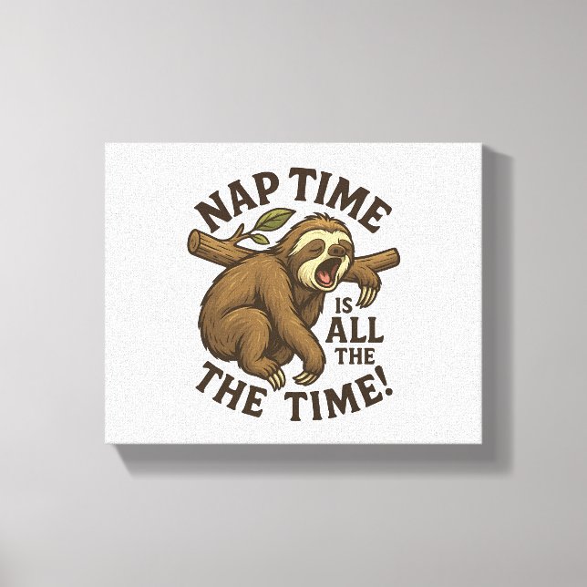 Sleepy Sloth Funny Canvas Print (Front)