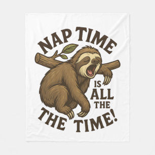 Sleepy Sloth Funny Fleece Blanket