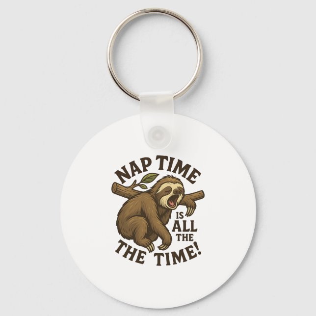 Sleepy Sloth Funny Keychain (Front)
