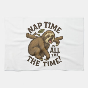 Sleepy Sloth Funny Kitchen Towel