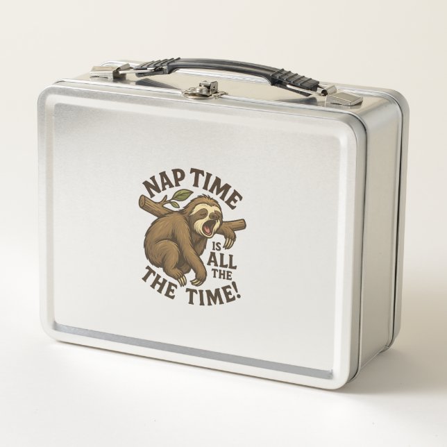 Sleepy Sloth Funny Metal Lunch Box (Front)