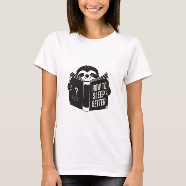 Sleepy Sloth Lire un T-shirt de livre d'auto-assis (Devant)