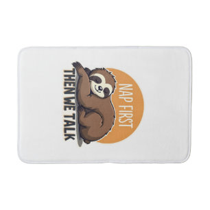 Sleepy Sloth Quote Vintage Cute Lazy Animal Shirt  Bath Mat