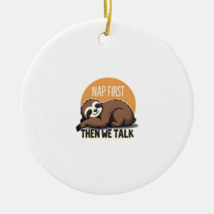 Sleepy Sloth Quote Vintage Cute Lazy Animal Shirt  Ceramic Ornament