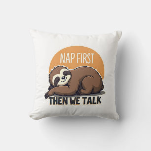 Sleepy Sloth Quote Vintage Cute Lazy Animal Shirt  Throw Pillow