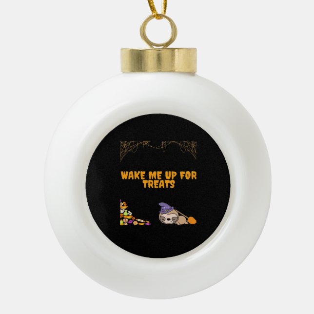 Sleepy sloth ready for Halloween treats! Classic T Ceramic Ball Christmas Ornament (Front)