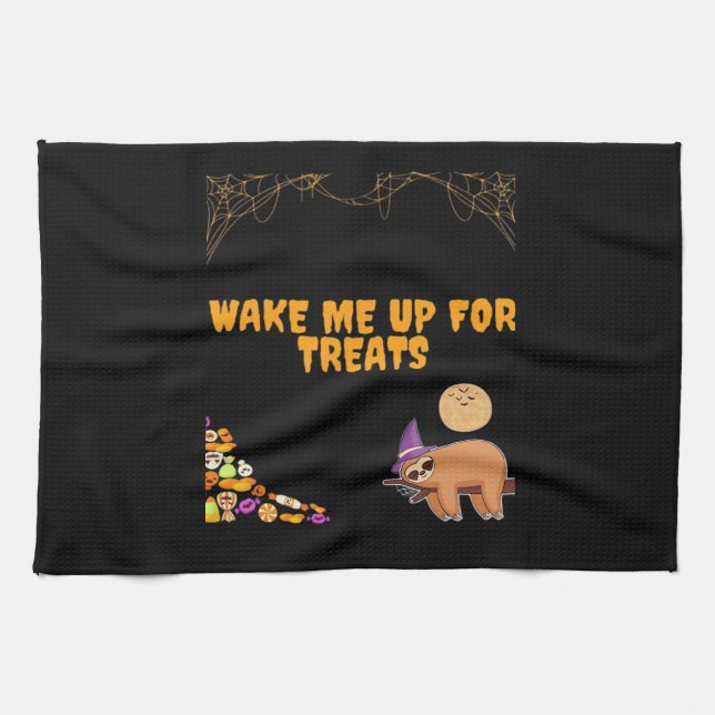 Sleepy sloth ready for Halloween treats! Classic T Kitchen Towel (Horizontal)