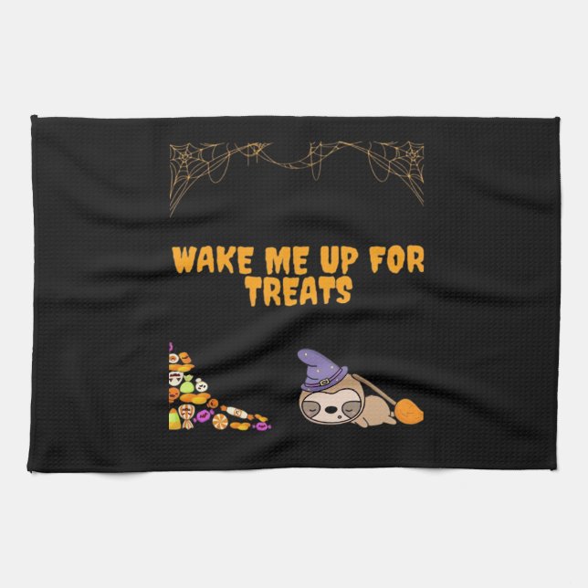 Sleepy sloth ready for Halloween treats! Classic T Kitchen Towel (Horizontal)