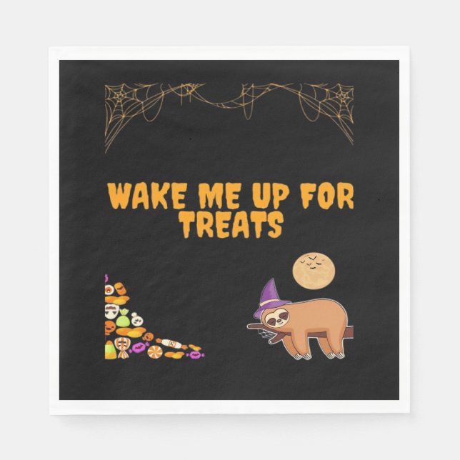 Sleepy sloth ready for Halloween treats! Classic T Napkin (Front)