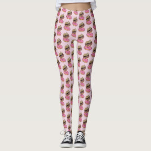 Sleepy Sloth Resting on Donuts  Leggings