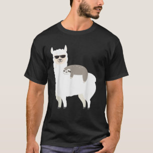 Sleepy Sloth Riding A Llama Alpaca Funny Lama Anim T-Shirt
