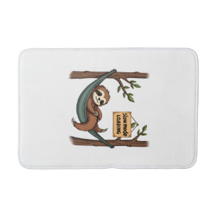 Sleepy Sloth Vintage Funny Lazy Animal Art 2 Bath Mat