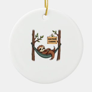 Sleepy Sloth Vintage Funny Lazy Animal Art 2 Ceramic Ornament