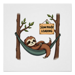 Sleepy Sloth Vintage Funny Lazy Animal Art 2 Poster