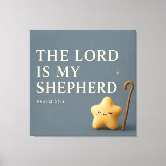 Sleepy Star | Psalm 23:1 | Blue Grey Canvas Print
