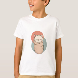 Sleepy Swaddled Kitten Kids T-Shirt